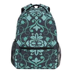Bolaz Large Backpack Lightweight Shoulder Bag Unisex‎ Teal Turquoise Floral